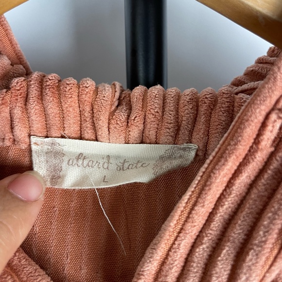 Altar’d State‎ Dusty Pink Women's Corduroy Cropped Hooded Full Zip Jacket - Picture 5 of 9